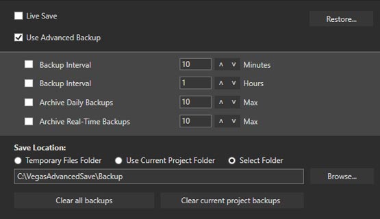 Extensive file backup options
